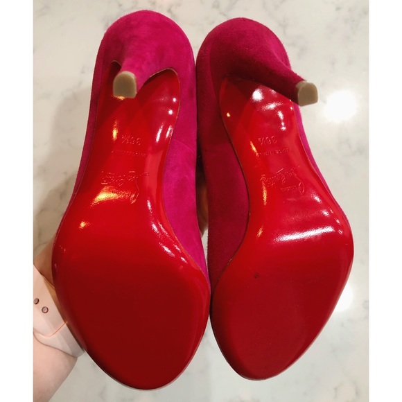 CHRISTIAN LOUBOUTIN Hot Pink “Simple Pump” Suede Heels SZ 36.5 - Picture 14 of 17